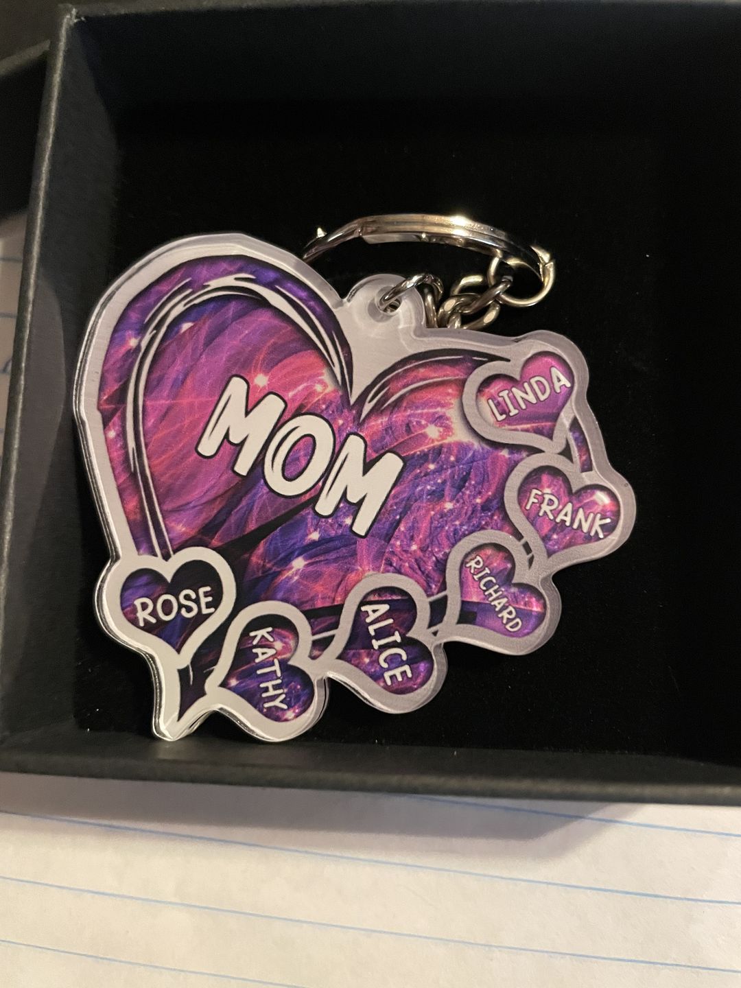 Customer photo review of Grandma- Mom Heart Kids, Multi Colors Personalized Acrylic Keychain