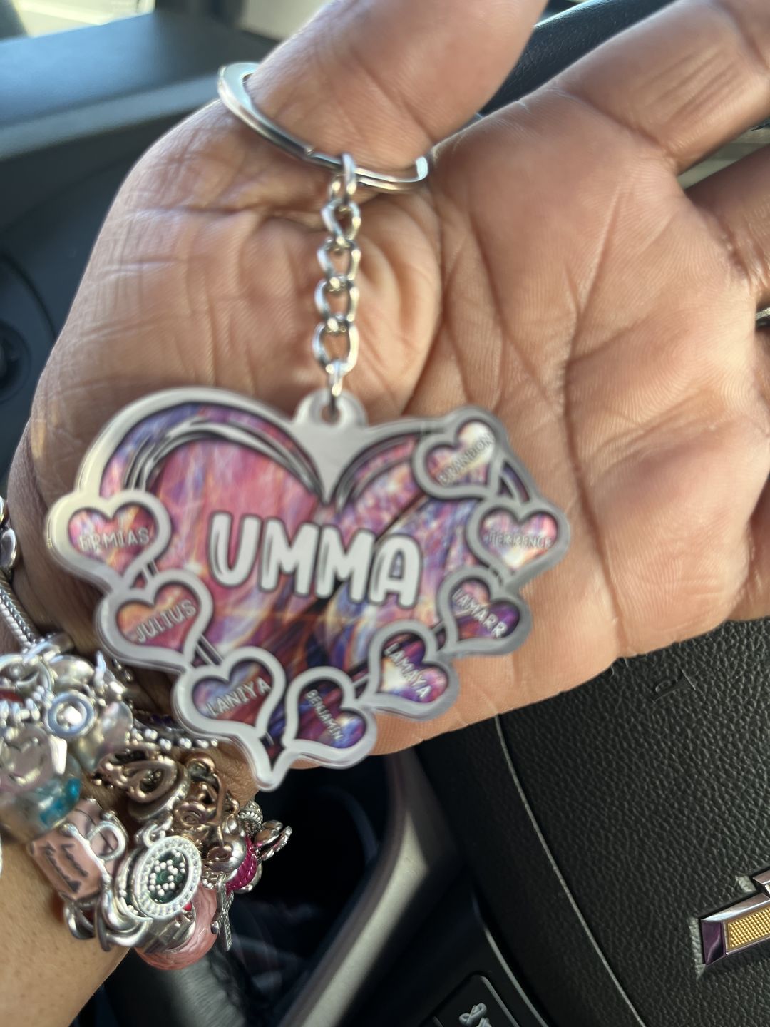 Customer photo review of Grandma- Mom Heart Kids, Multi Colors Personalized Acrylic Keychain