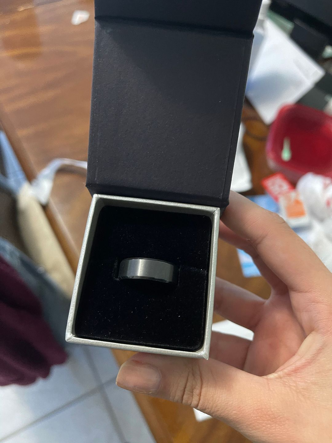 Customer photo review of ELYSIAN | Titanium Ring Brushed Black Beveled Edge