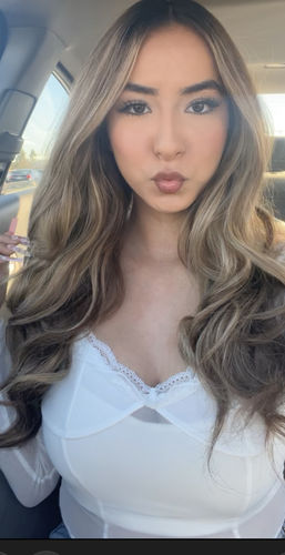 Customer photo review of Hem lace ruffled long sleeve mesh crop top