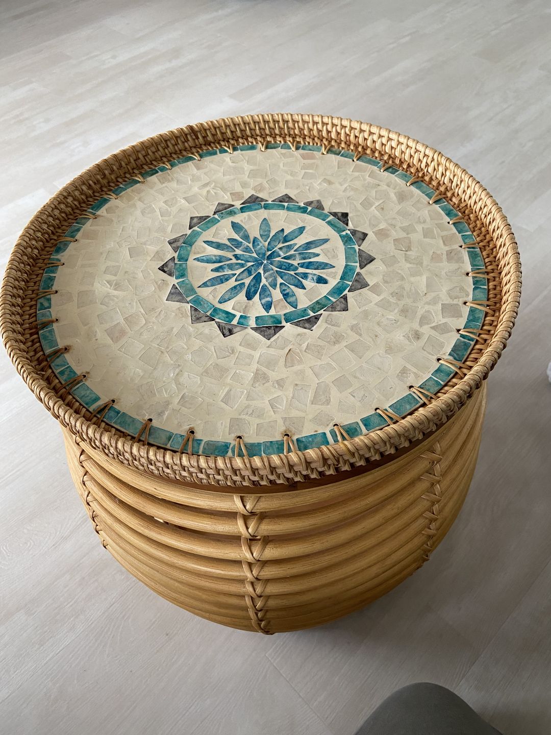Customer photo review of Serene Round Rattan Display Tray