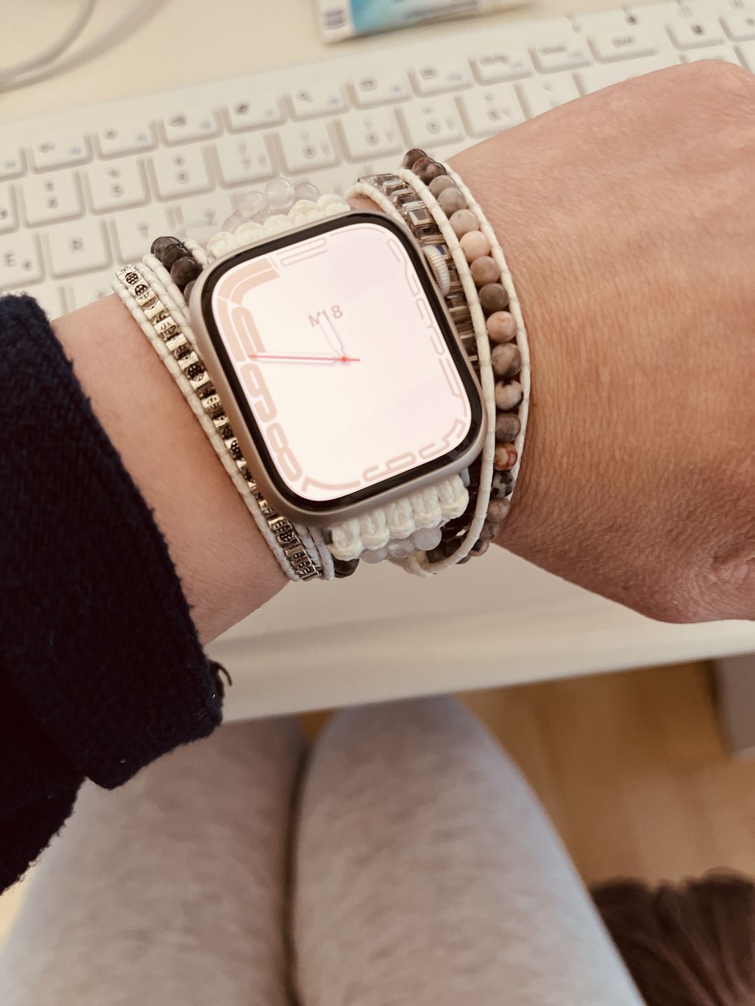 Customer photo review of White Labradorite Apple Watch Strap