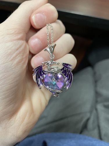 Customer photo review of FREE Today: Lucky Dragon Heart Crystal Protection Necklace Pendant