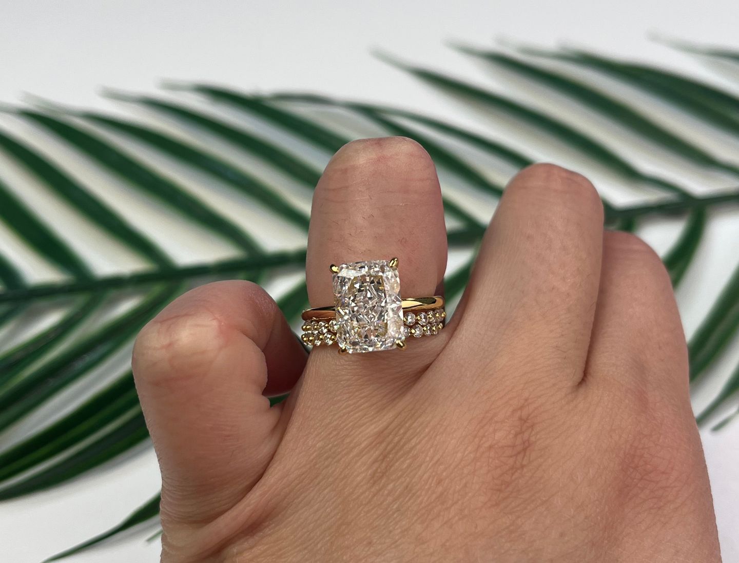 Customer photo review of S925 Classic 4.5 Carat Radiant Cut Simulated Diamond Engagement Ring/Wedding Set