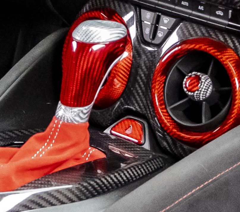 Customer photo review of 2016-2023 Chevy Camaro Real Carbon Fiber Interior Hazard Button Cover