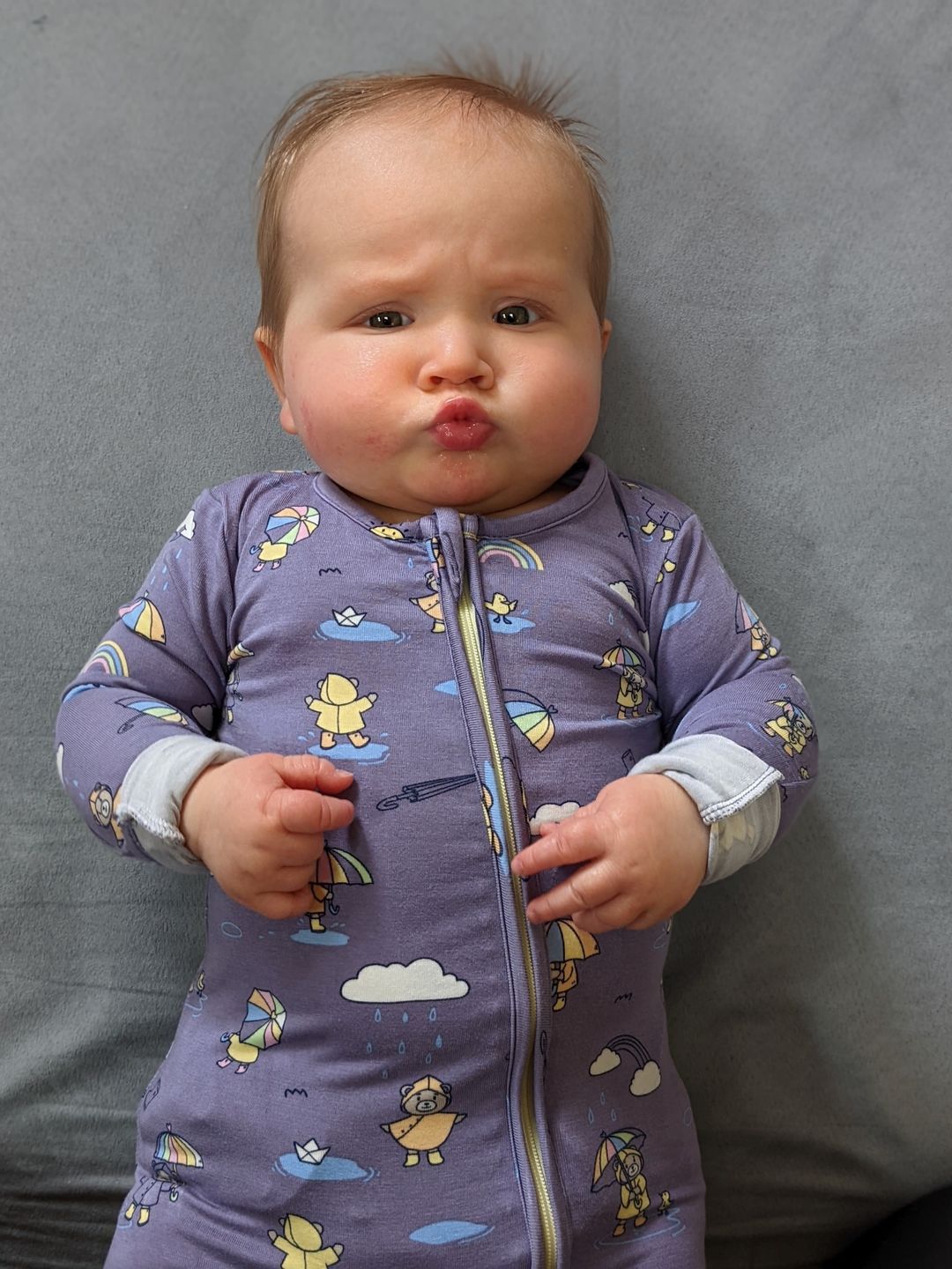 Customer photo review of Rainbow Bear Bamboo Convertible Footie