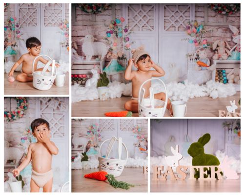 Customer photo review of Kate Barn Door Colorful Egg Easter Backdrop for Photography