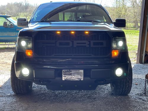 Customer photo review of Raptor Style Front Grill Hood Grille W/LED - Matte Black for 2009-2014 Ford F150
