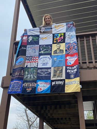 T-shirt quilt with history, military themes by Carol from AR