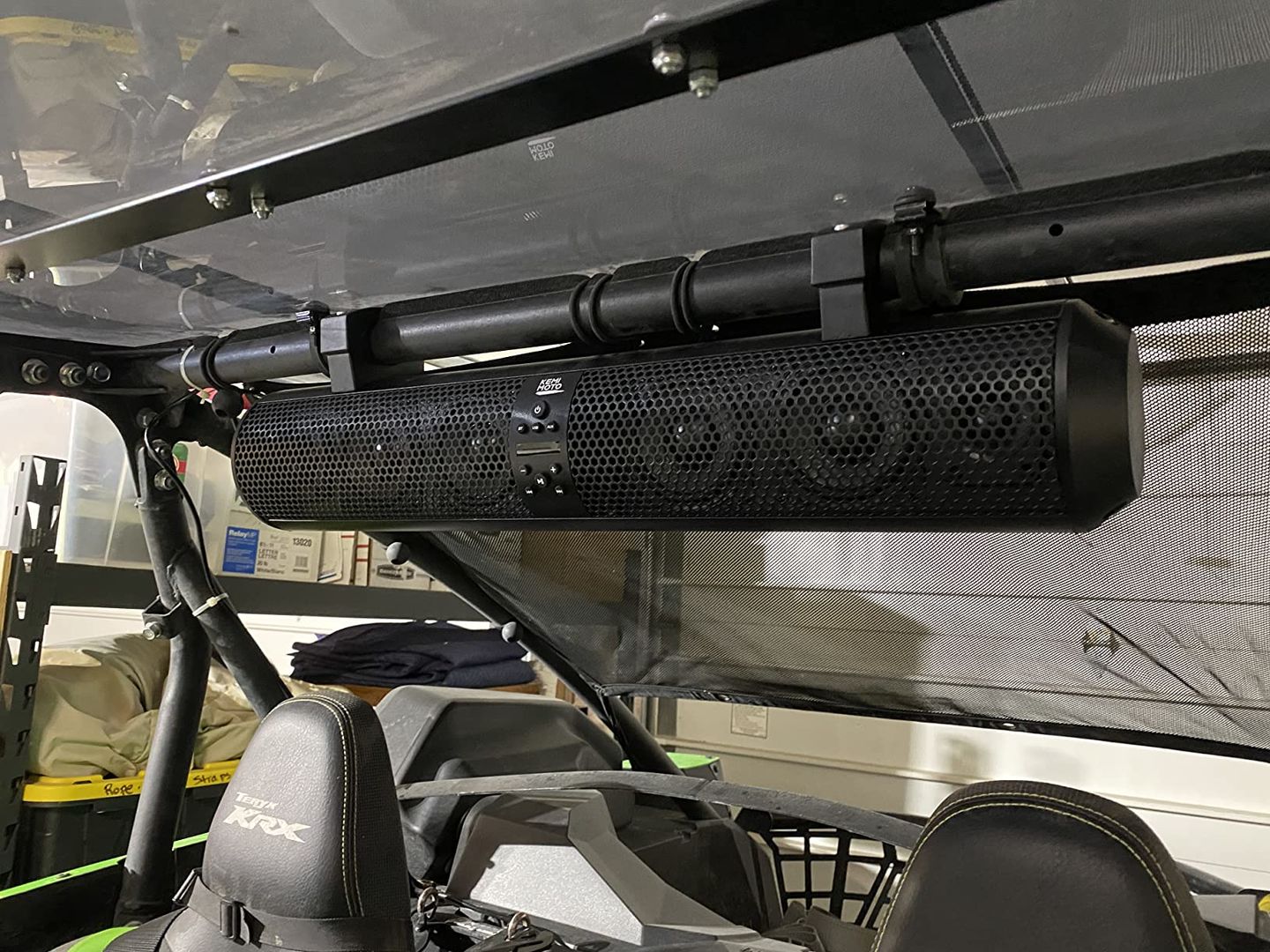 Customer photo review of 6 Speaker UTV Bluetooth Sound Bar, 28 Inches Wide, IPX5 Waterproof, Bluetooth, Adapt to 1.56"-2.25" Roll Bar