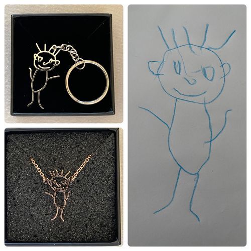 Customer photo review of LOANYA Dibujo infantil personal como Collar o Colgante