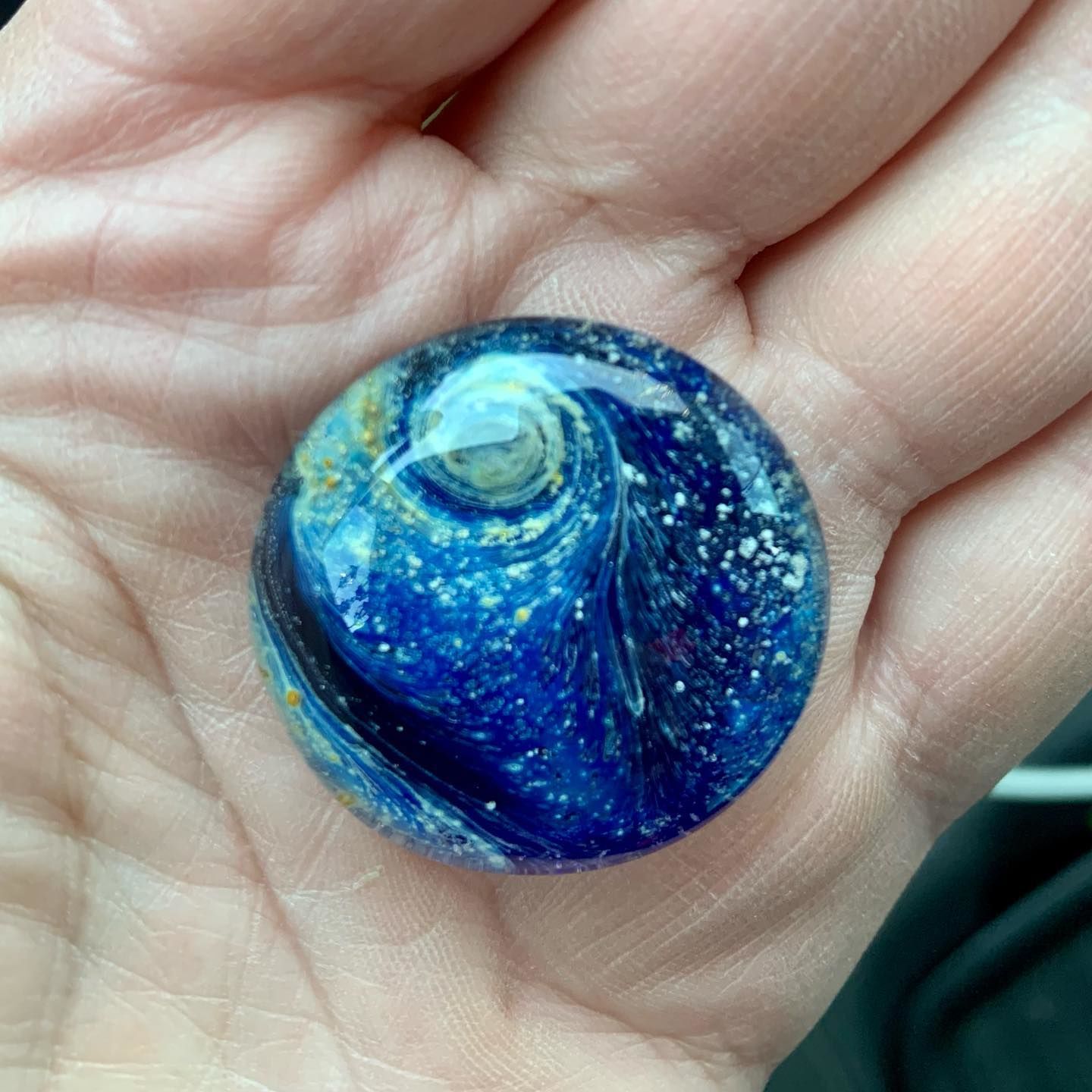 Customer photo review of Night Swirl Worry Stone with Infused Cremation Ashes