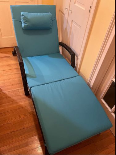 Customer photo review of HOMREST Chaise Lounge Chairs for Outside, PE Rattan Wicker Patio Pool Lounge Chair with Arm, Cushion for Poolside Beach