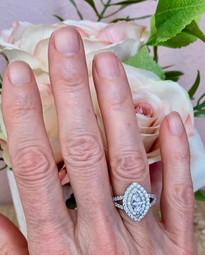 Customer photo review of Halo Marquise CZ Split Shank Ring in Sterling Silver