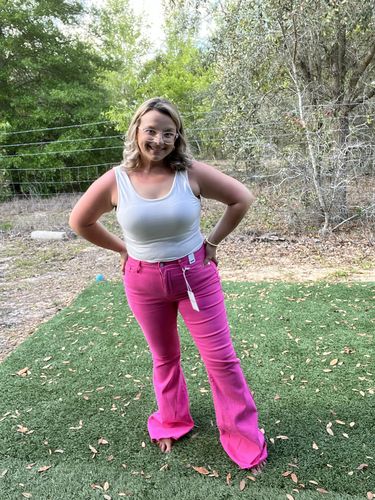 Customer photo review of Judy Blue Reg/Curvy Pink Lady Jeans