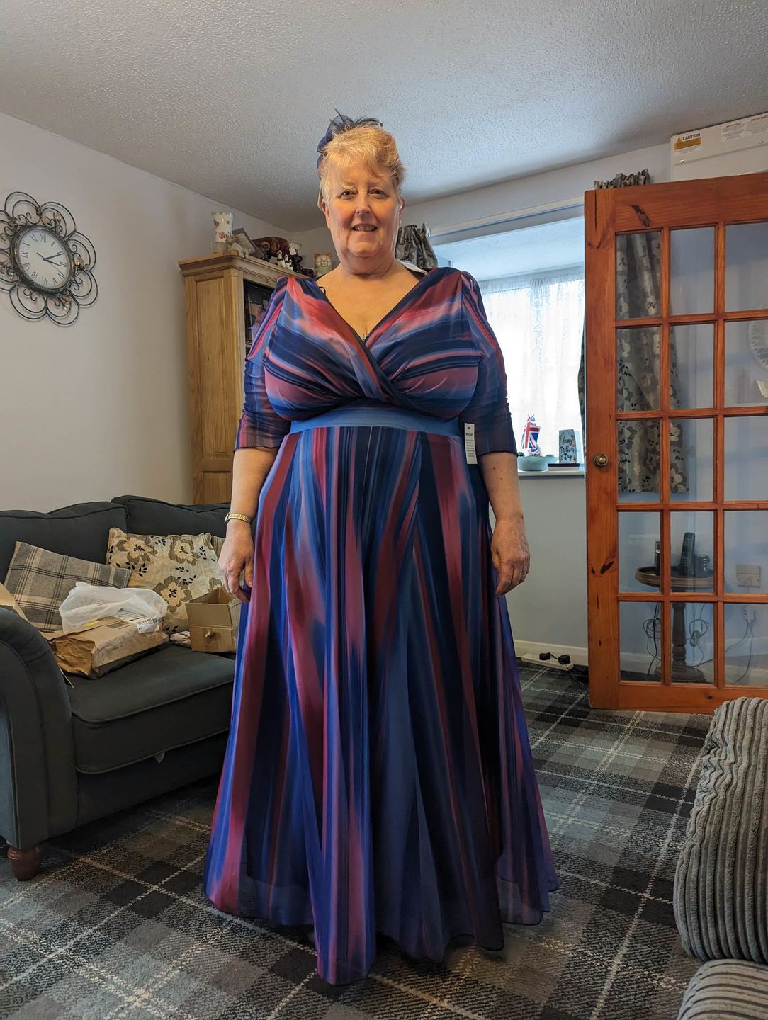 Customer photo review of Verity Blue Ikat Print Maxi Gown