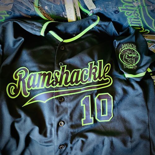 Customer photo review of Custom Black Black-Neon Green Authentic Baseball Jersey