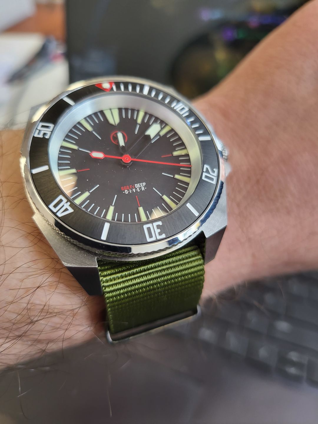 Customer photo review of Classic Military Style Strap - Military Green With Black PVD Buckle and Keepers