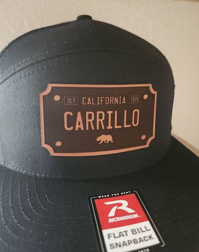 Customer photo review of Flat Bill Seven-Panel Leather Patch Hat - Richardson 168