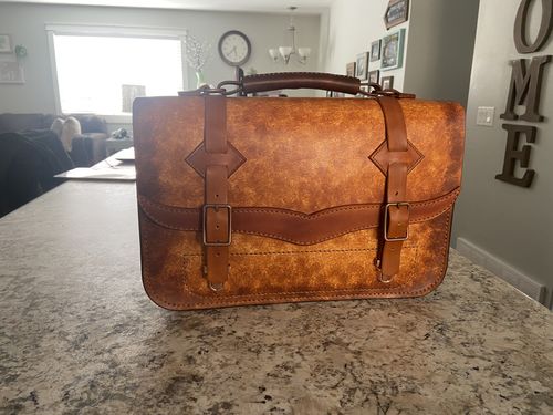 Customer photo review of No.60 | Western Leather Laptop Bag (Digital Pattern)