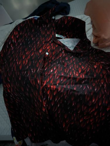 Customer photo review of Red Dragon Scales Dnd Button Up Shirt