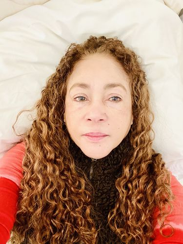 Customer photo review of Curly Ponytail Highlighted Brown