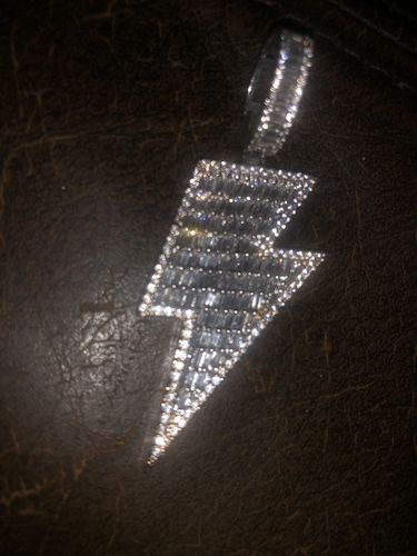 Customer photo review of Lightning Bolt Baguette VVS CZ Hip Hop Iced Out Pendant