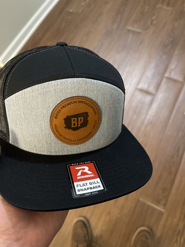 Customer photo review of Flat Bill Seven-Panel Leather Patch Hat - Richardson 168