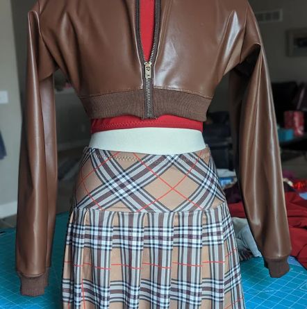 Customer photo review of Chocolate Stretch Faux Leather