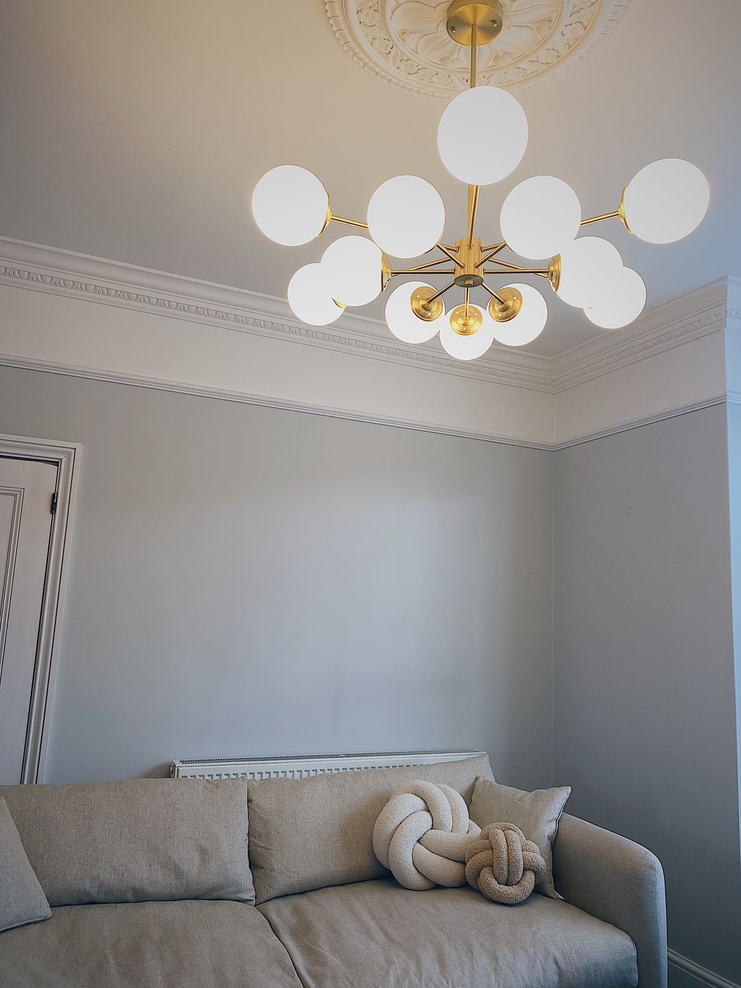 Customer photo review of 12-Light Two-tier Sputnik Opal Globe Chandelier