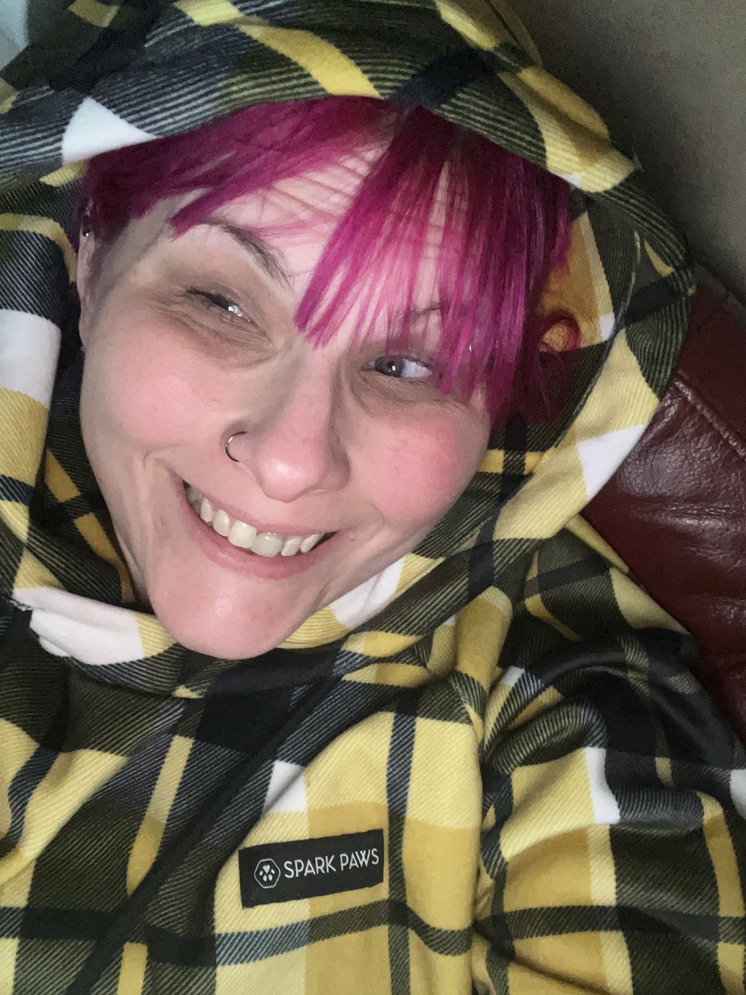 Customer photo review of Yellow Plaid Human Hoodie