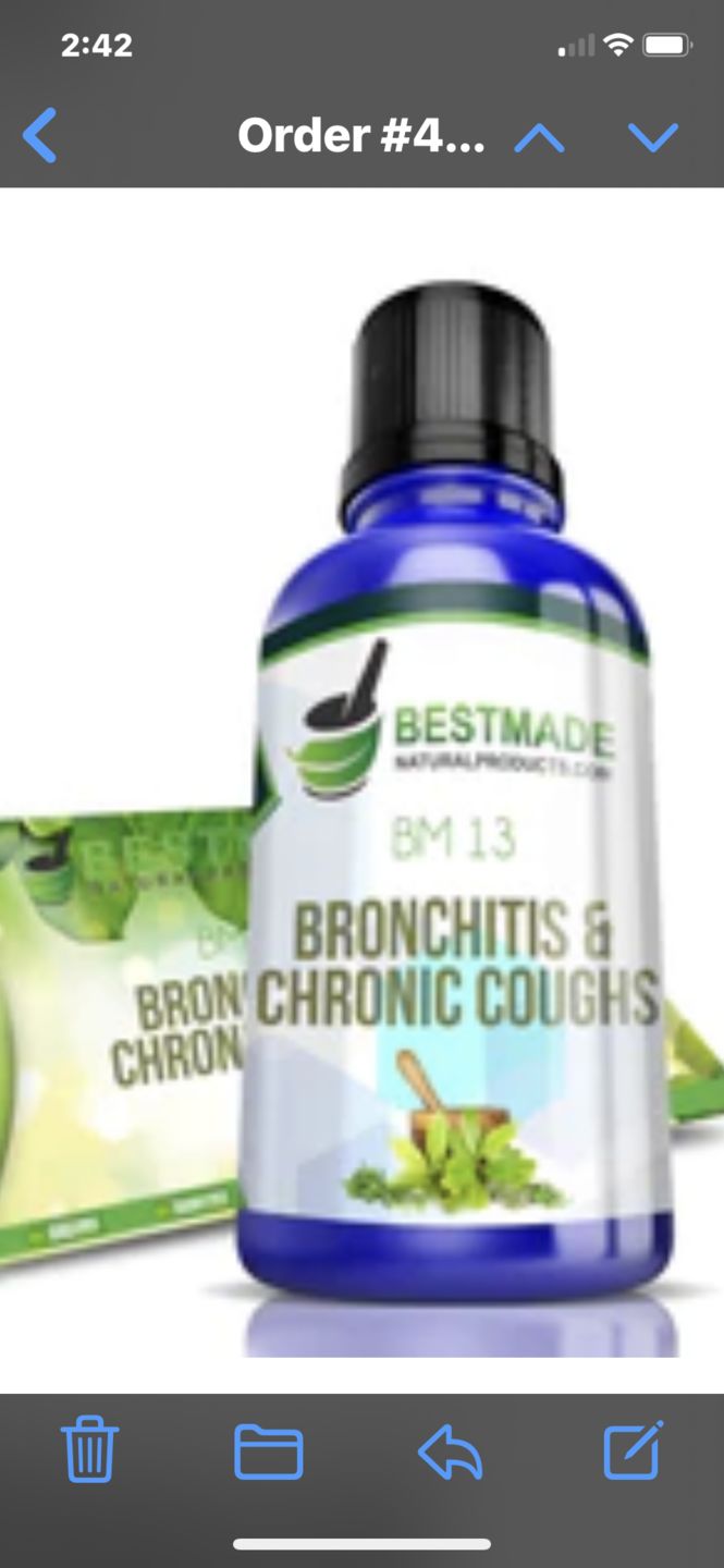 Customer photo review of Bronchitis & Chronic Coughs BM13 - Homeopathic Remedy for Acute & Chronic Cough, Whooping Cough, Chest Discomfort, Non-Drowsy, Safe for All Ages, 30ml