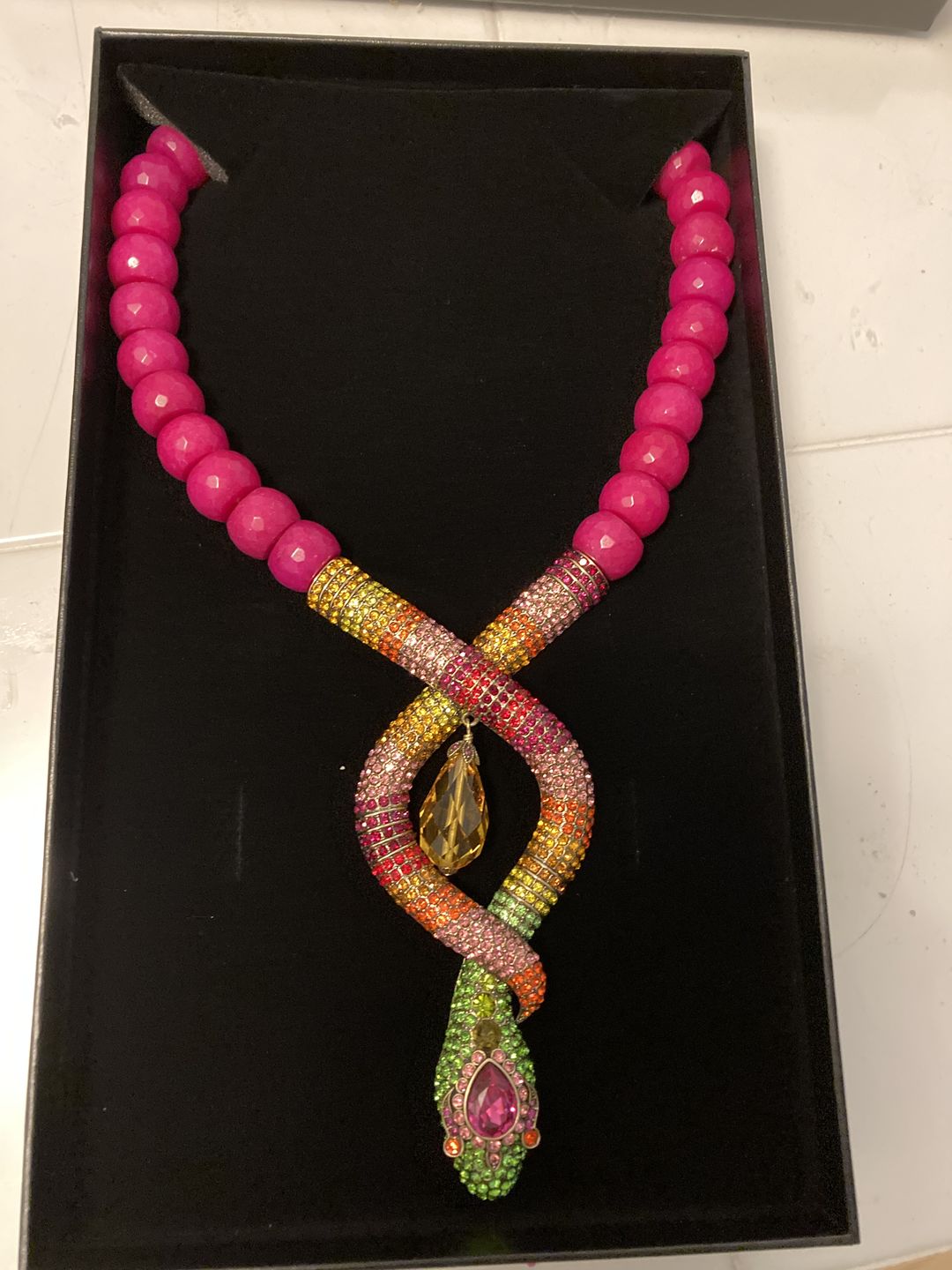 Customer photo review of HEIDI DAUS®"Gorgeous Glimmer Snake" Beaded Crystal Snake Necklace