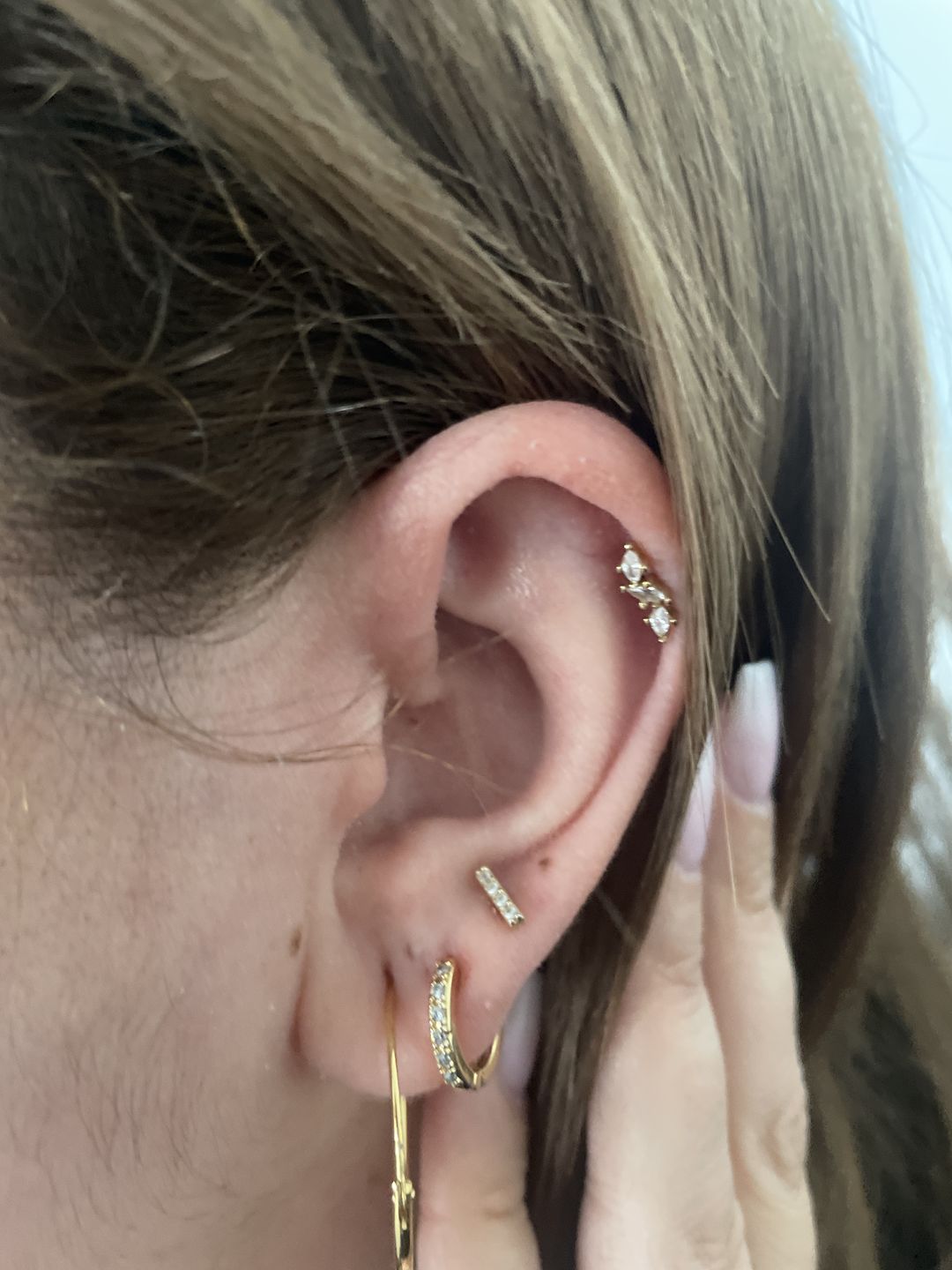 Customer photo review of Diamond Leaves Piercing | Titan