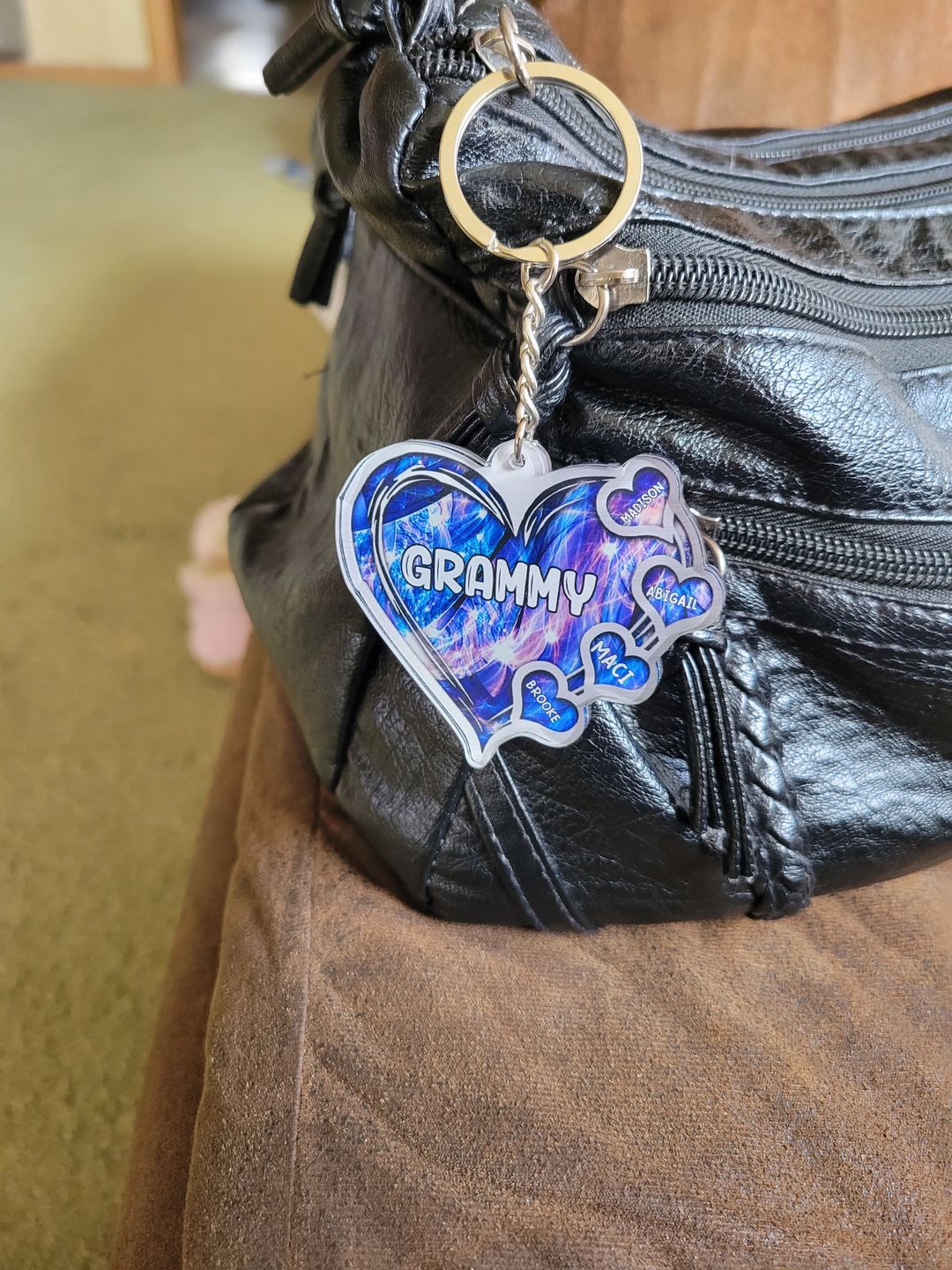 Customer photo review of Grandma- Mom Heart Kids, Multi Colors Personalized Acrylic Keychain