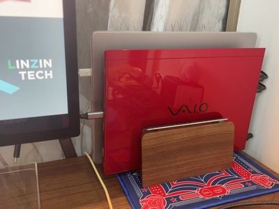 Customer photo review of Wood Laptop Vertical Stand for Desk