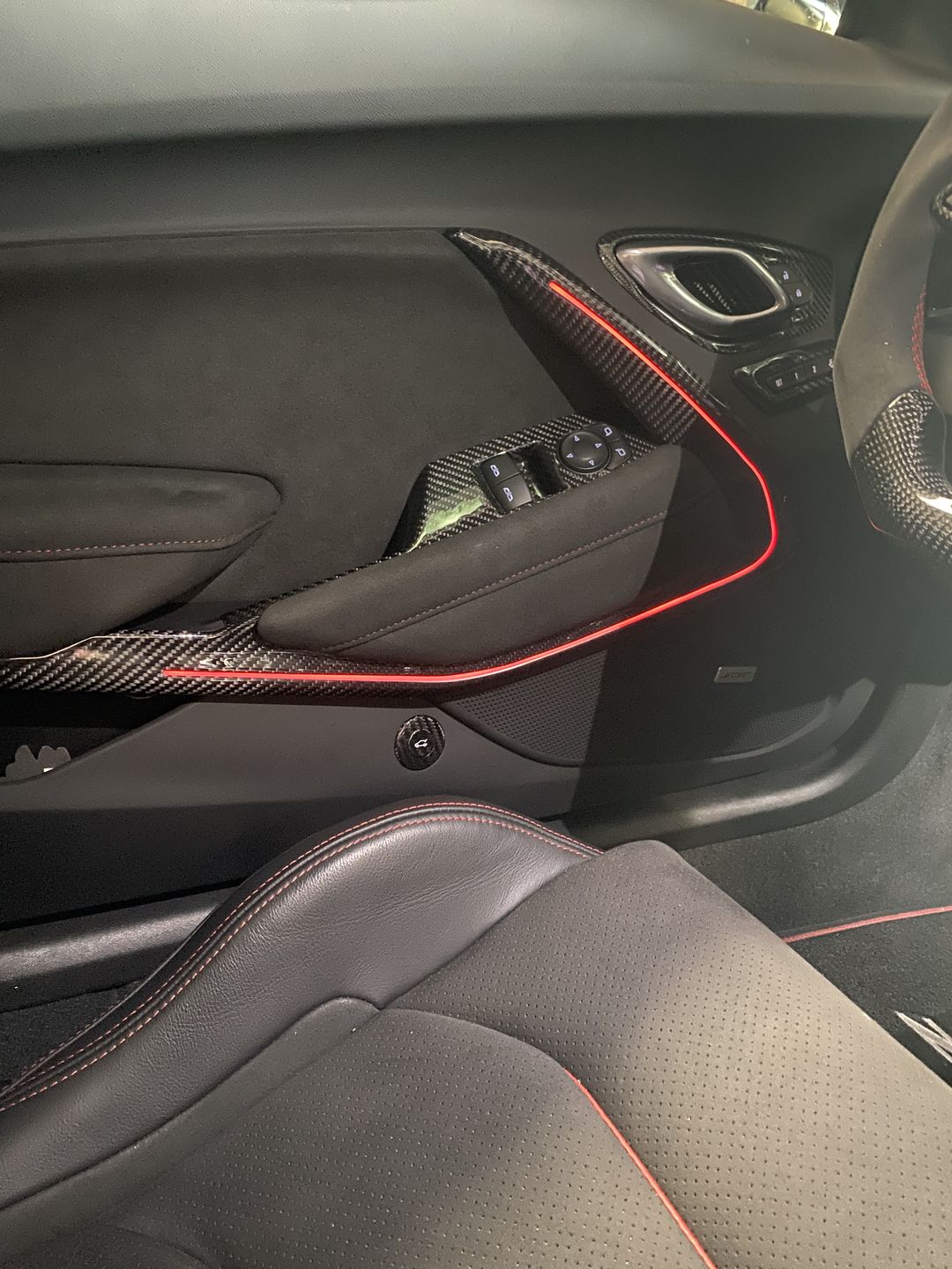 Customer photo review of Real Carbon Fiber Interior Door Panel Chrome Trim Cover For 2016-2023 Chevy Camaro