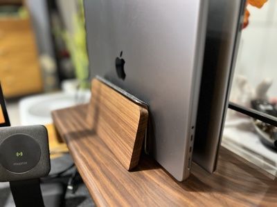 Customer photo review of Wood Laptop Vertical Stand for Desk