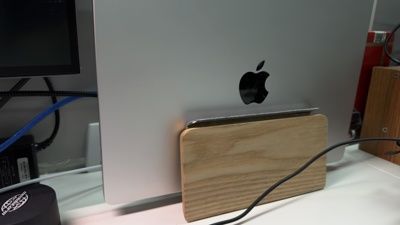 Customer photo review of Wood Laptop Vertical Stand for Desk