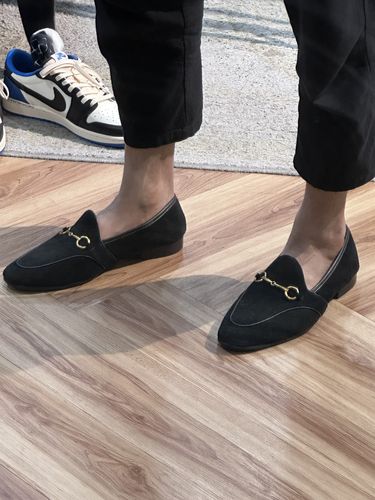 Customer photo review of Belgian Loafer Horsebit Buckle - Black Suede Leather