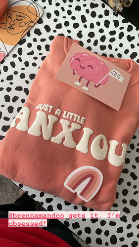 Customer photo review of Coral Just A Little Anxious Crewneck