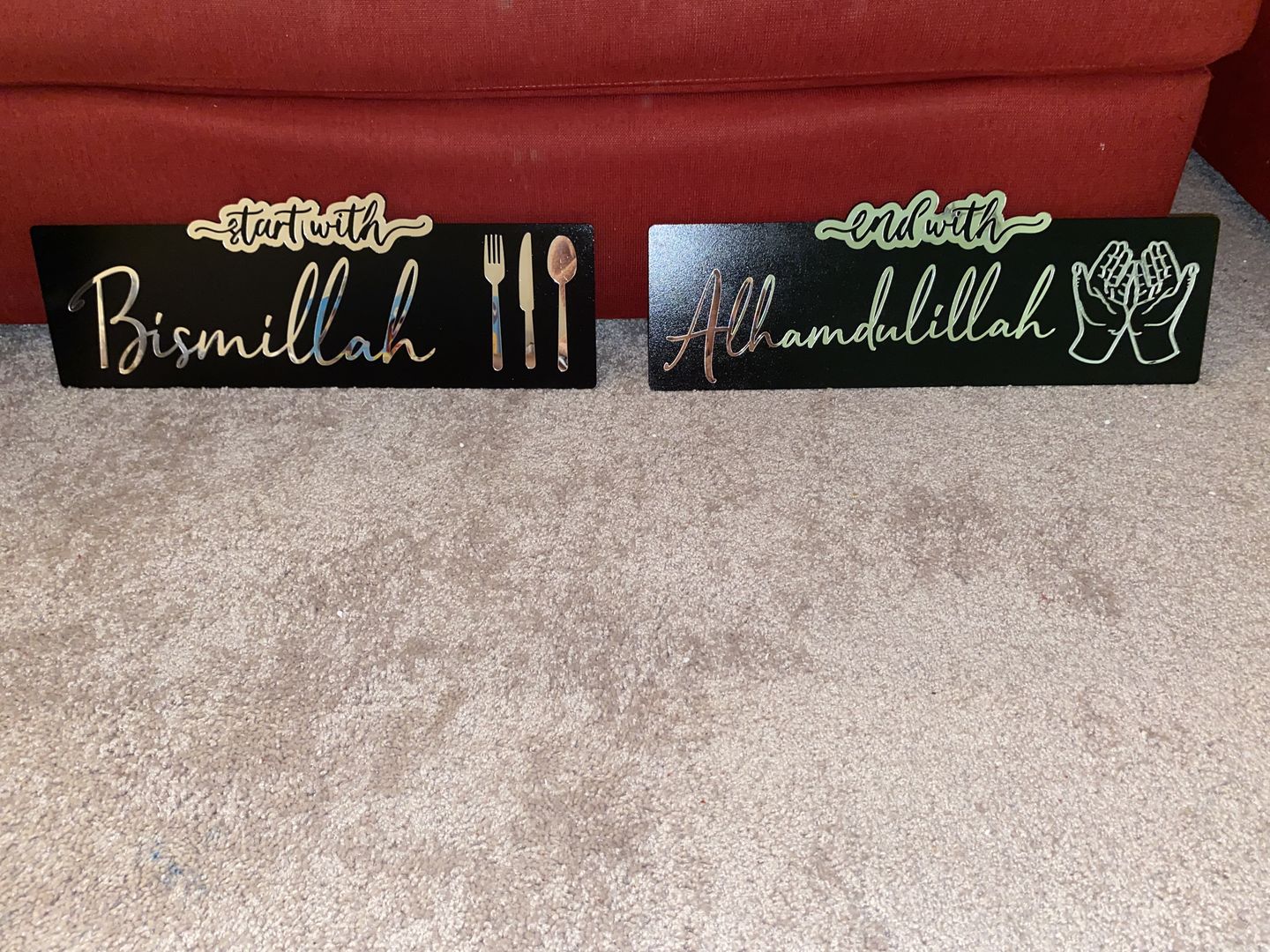Customer photo review of Start with Bismillah - End with Alhamdulillah, Wooden Acrylic Islamic Wall Art