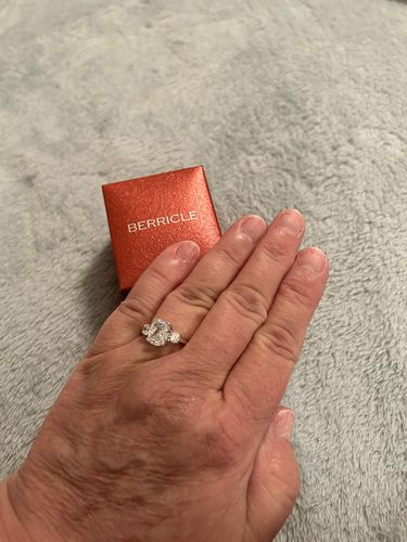 Customer photo review of 3-Stone 2.6ct Cushion CZ Ring in Sterling Silver