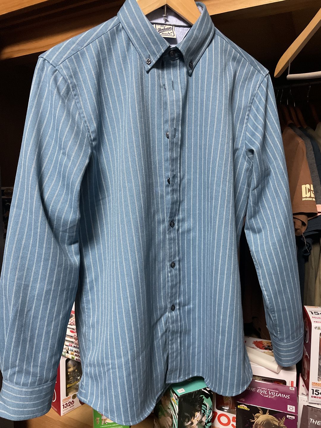 Customer photo review of メンズアメリカンレトロストライプシャツラペル長袖