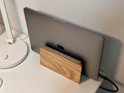 Customer photo review of Wood Laptop Vertical Stand for Desk