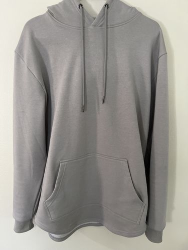 Customer photo review of 021 ESSENTIAL DROP CUT HOODIE - CEMENT