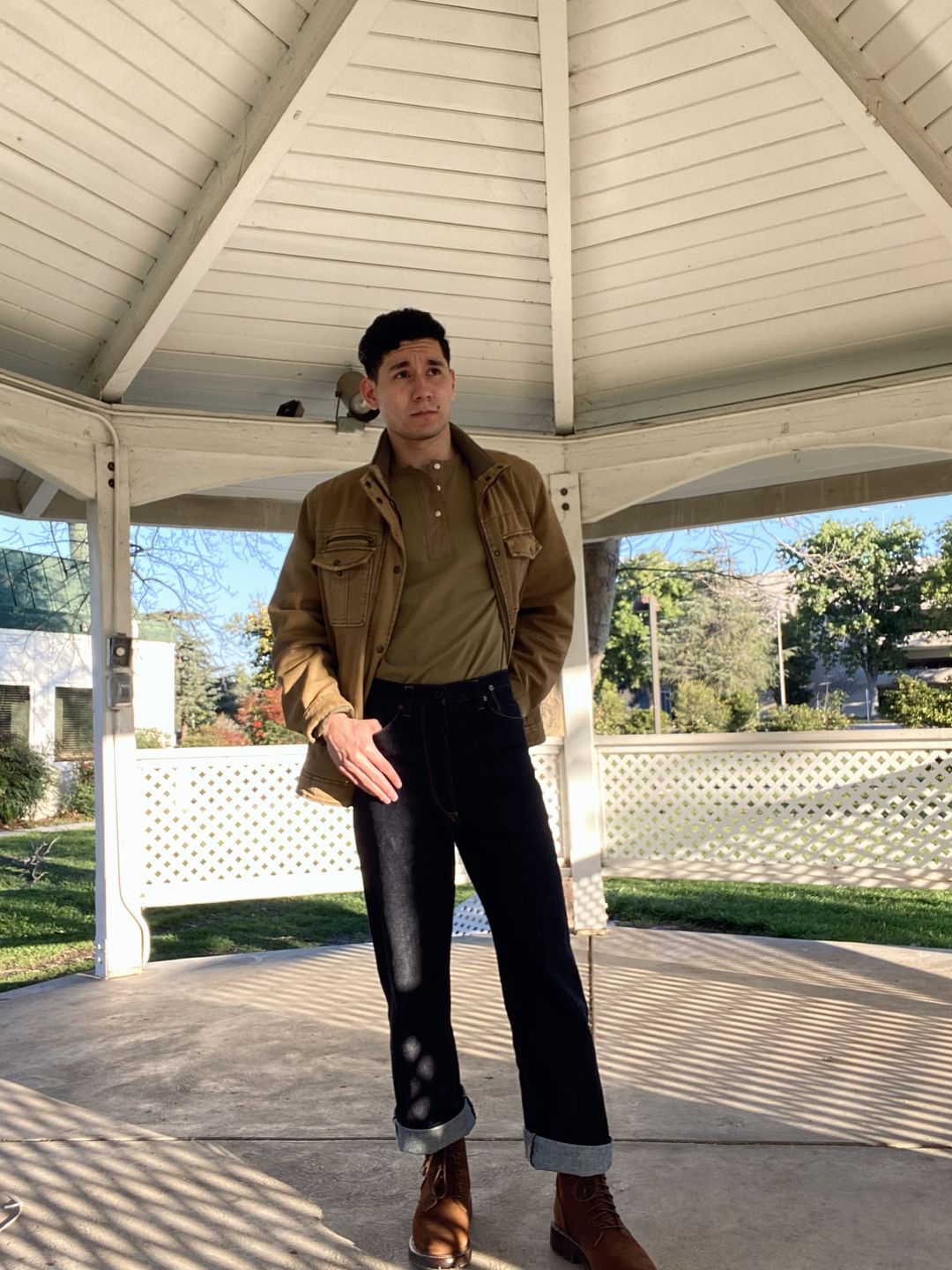 Customer photo review of Vintage Short Sleeve Henley T-Shirt - Olive