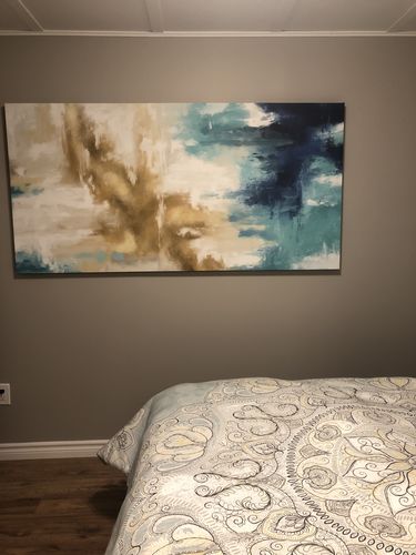 Customer photo review of 'Abstract Teal & Gold' Framed Canvas