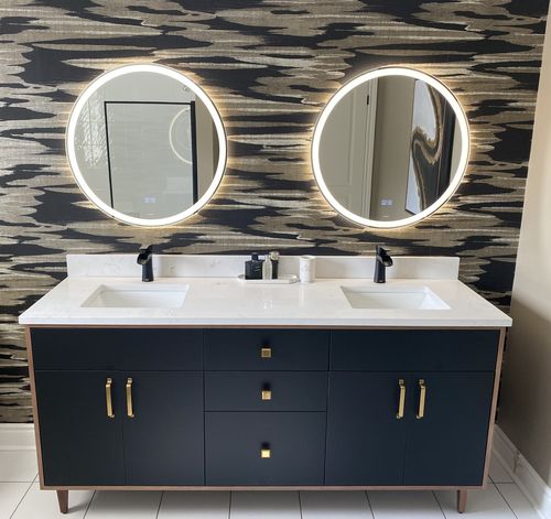 Customer photo review of Sidney 72" Matte Black Bathroom Vanity, Double Sink