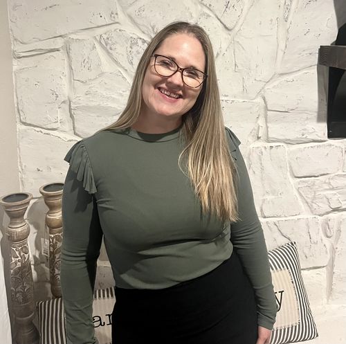 Customer photo review of Brigitte Brianna Shoulder Ruffle Top